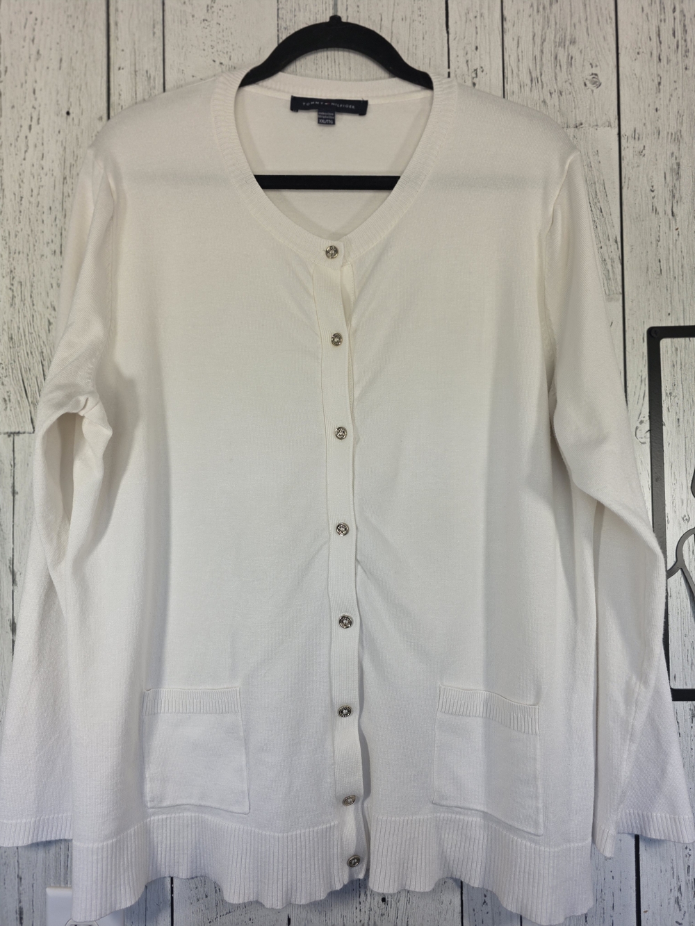 Tommy Hilfiger White Button Front Cardigan XXL Gold Buttons